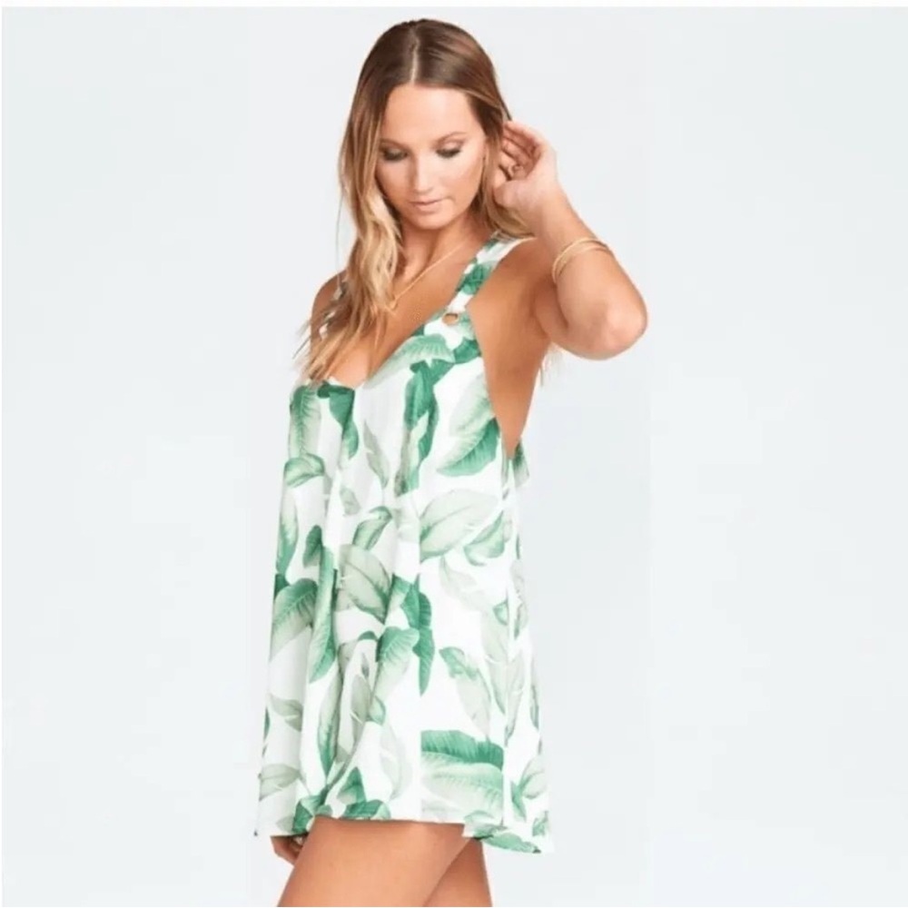 Show Me Your MuMu Green Leaf Print Romper -S -like new